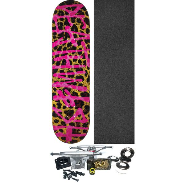 Deathwish Skateboards Leopard Spray Skateboard Deck - 8.38" x 32" - Complete Skateboard Bundle